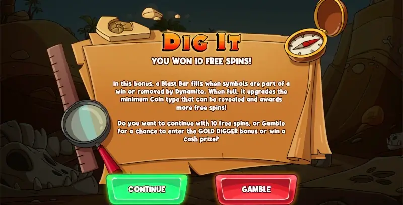 Dig It Blast Bar explanation overlay